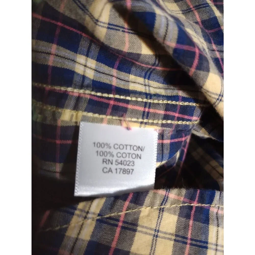 Banana Republic Shirt Men's Large‎ Yellow Blue Button Front Long Sleeve